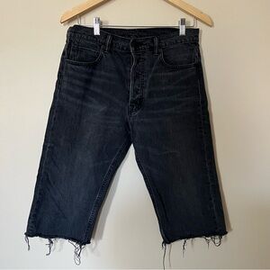 Helmut Lang Cut Off Jorts Washed Denim Shorts Tinted‎ Black